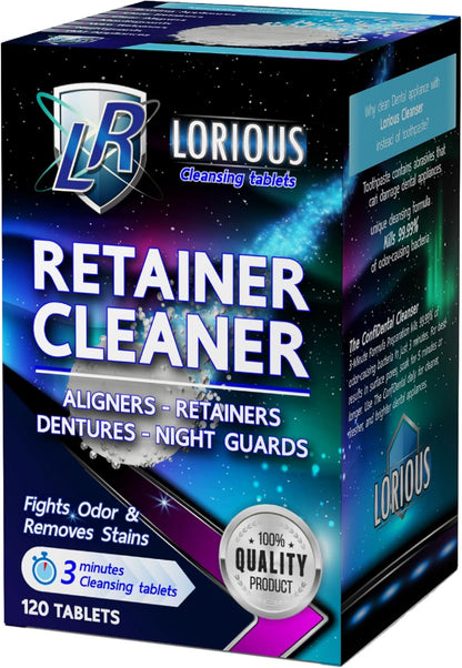 Retainer Cleaner and Other Dental Appliances Cleaner Tablets (120 tablets) for 4 months supply. For Retainer, Denture Appliances, Aligner and Mouth Guard.