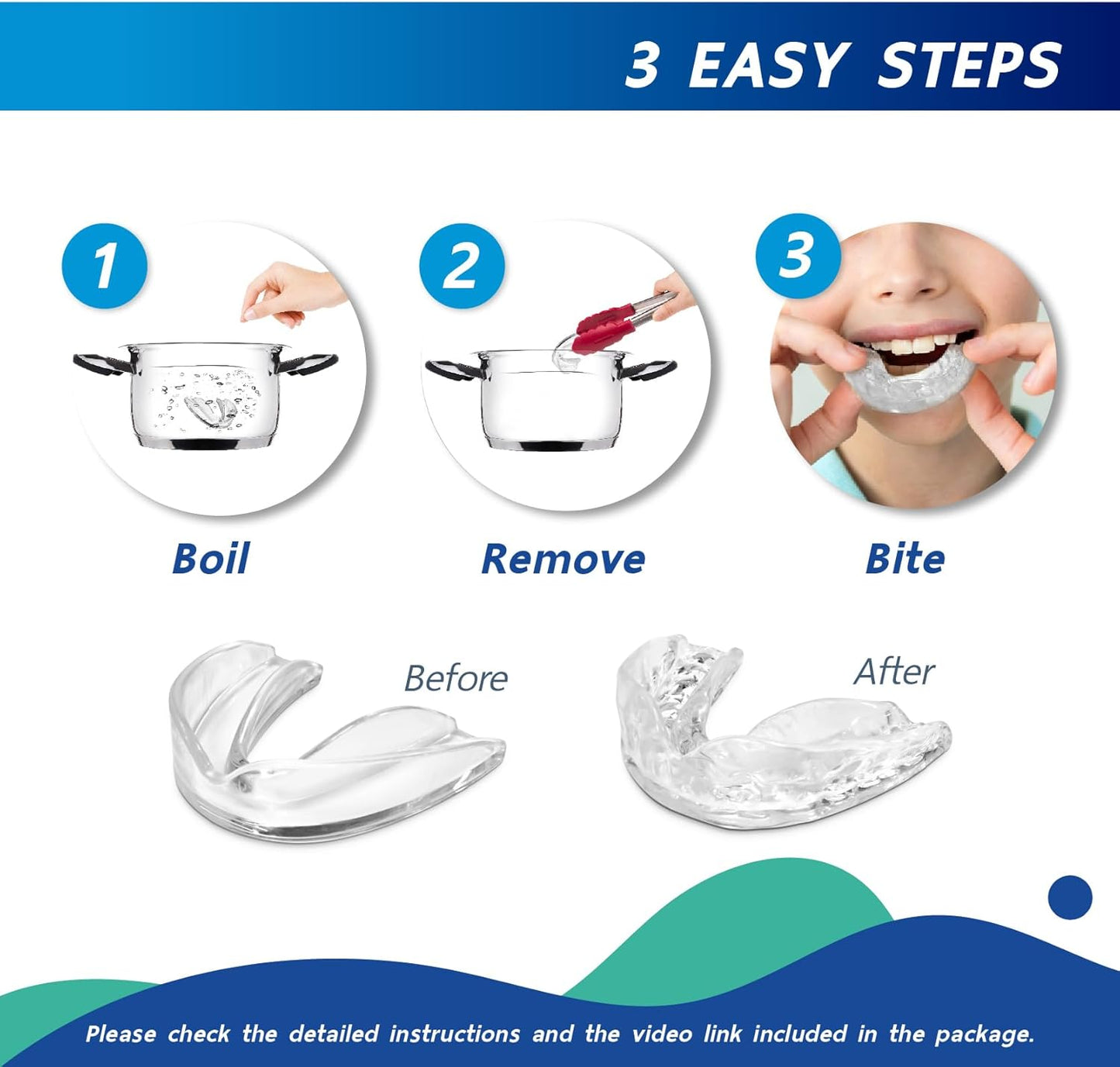Moldable Mouth Guard for Teeth Grinding at Night Pack of 6 (2 Regular Size and 4 Small Size) for Kids and with Smaller Mouths, Custom-Fit Dental Bite Guards for Clenching and Nighttime Grinding