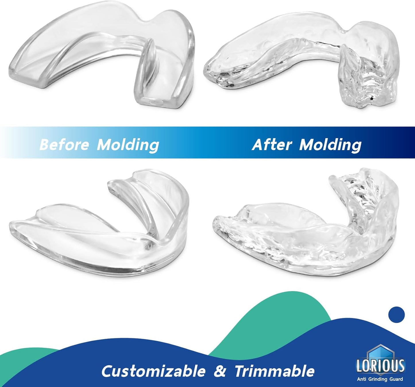 Moldable Mouth Guard for Teeth Grinding at Night Pack of 6 (2 Regular Size and 4 Small Size) for Kids and with Smaller Mouths, Custom-Fit Dental Bite Guards for Clenching and Nighttime Grinding