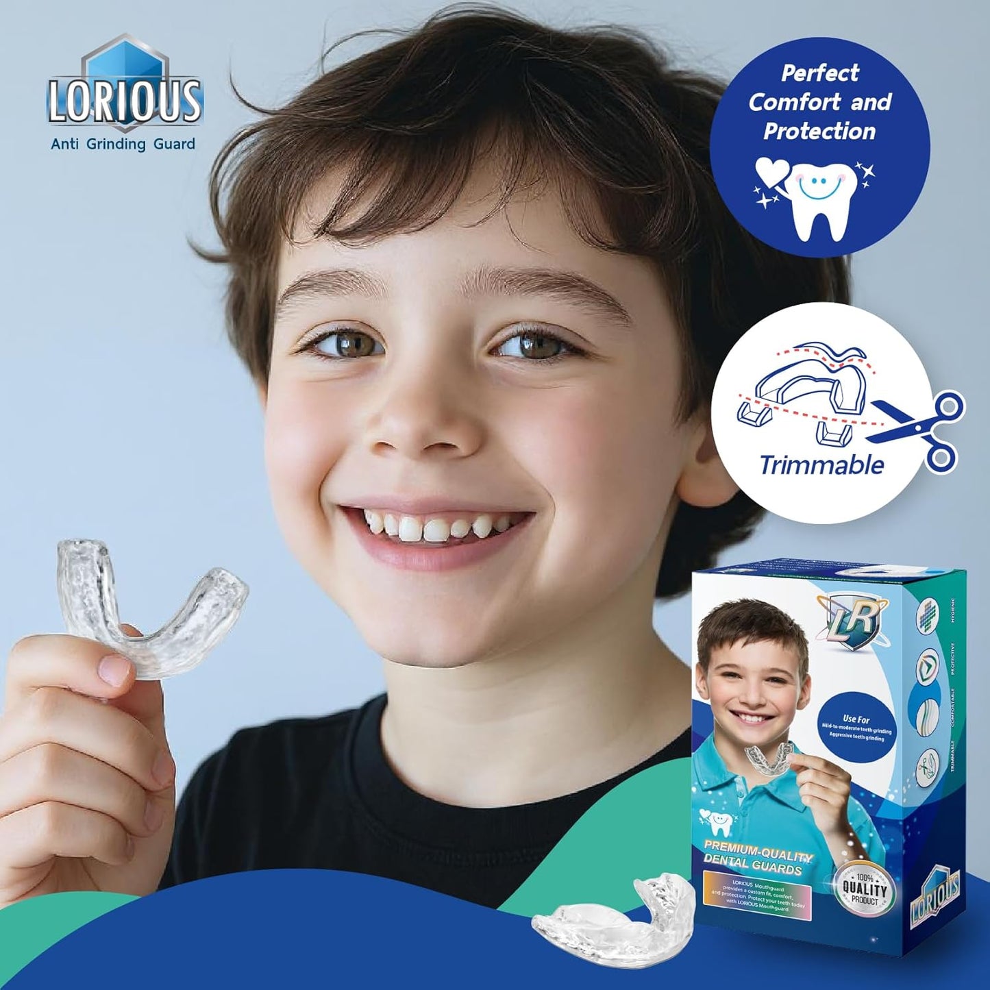 Moldable Mouth Guard for Teeth Grinding at Night Pack of 6 (2 Regular Size and 4 Small Size) for Kids and with Smaller Mouths, Custom-Fit Dental Bite Guards for Clenching and Nighttime Grinding