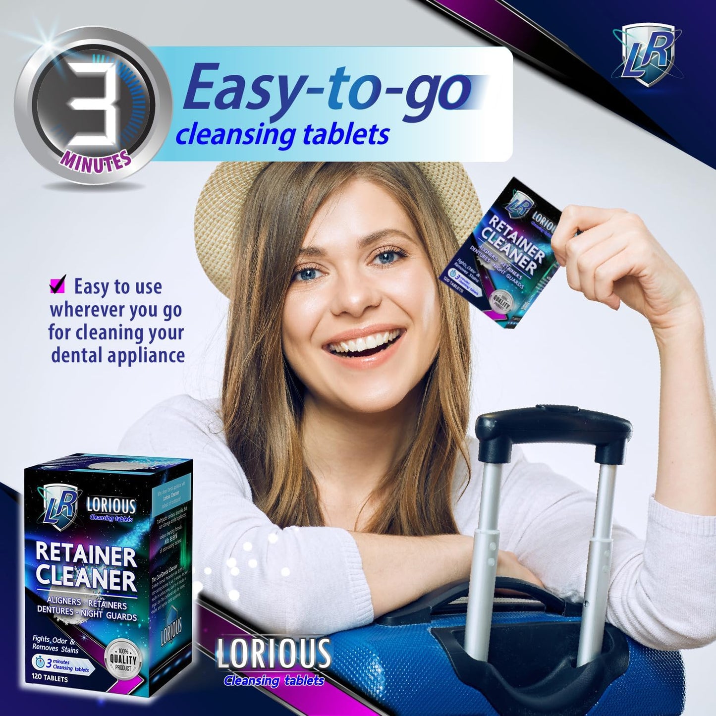 Retainer Cleaner and Other Dental Appliances Cleaner Tablets (120 tablets) for 4 months supply. For Retainer, Denture Appliances, Aligner and Mouth Guard.