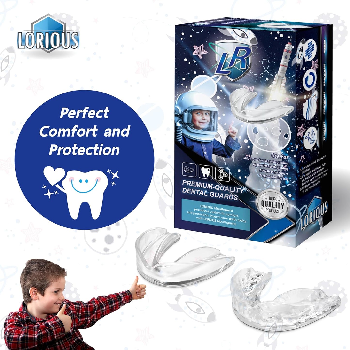 Moldable Mouthguard Custom Fit for Grinding Teeth & Clenching Night & Day Protection Pack of 6 in 2 Sizes for Kids & Small Mouths