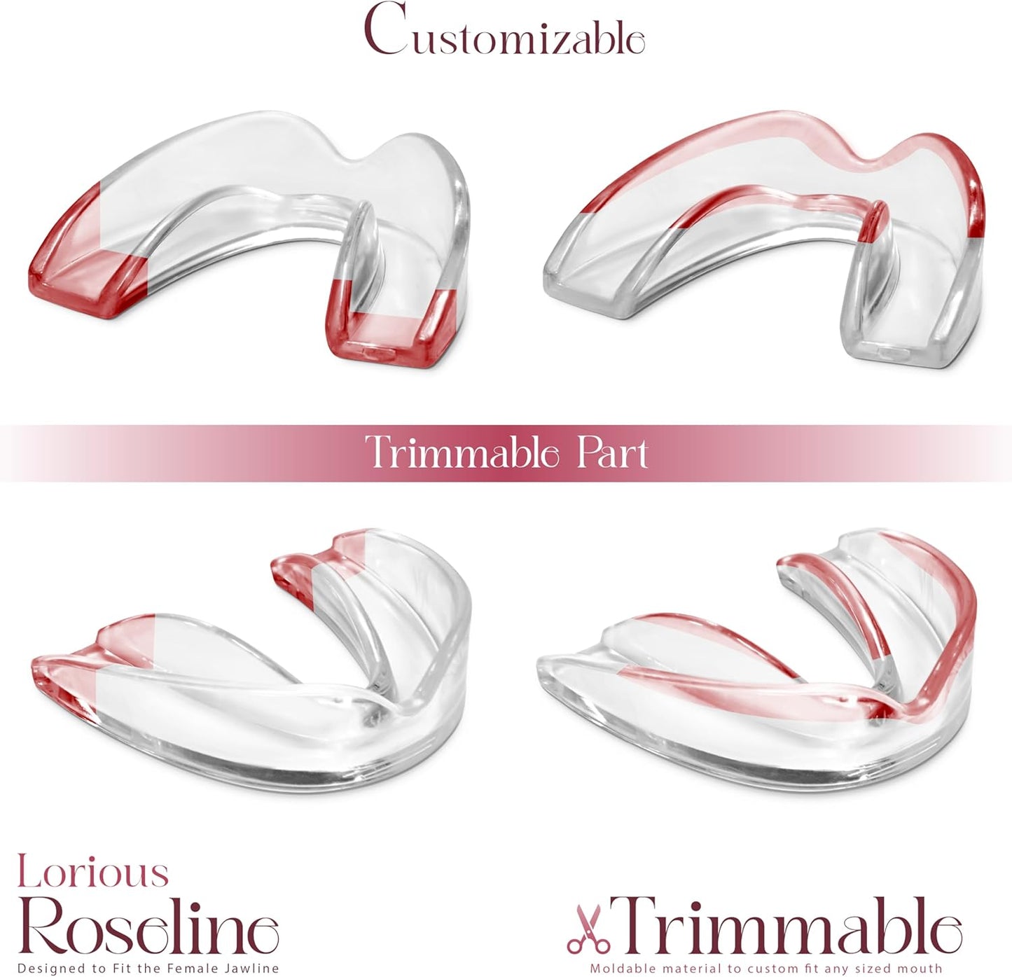 6-Pack Moldable Mouth Guards for Teeth Grinding and Clenching – Clear Dental Night Guards for Women with 4 Regular and 2 Small Sizes – Comfortable, Custom-Fit Protection for Day or Night Use