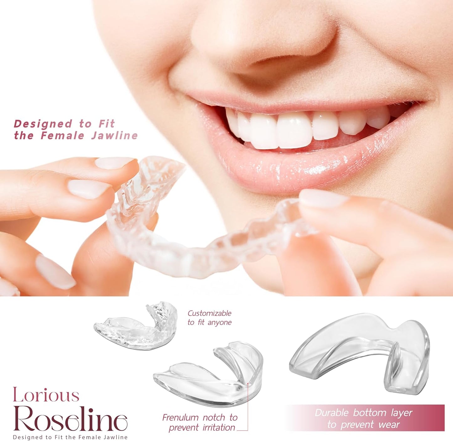 6-Pack Moldable Mouth Guards for Teeth Grinding and Clenching – Clear Dental Night Guards for Women with 4 Regular and 2 Small Sizes – Comfortable, Custom-Fit Protection for Day or Night Use