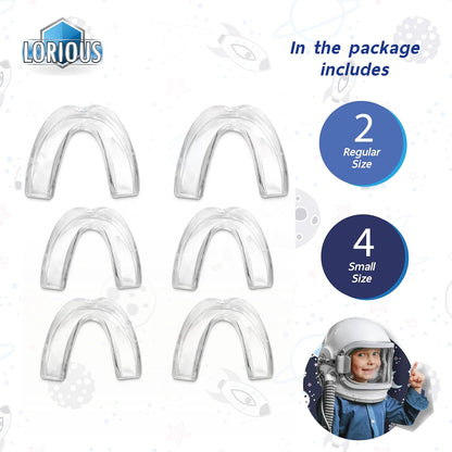 Moldable Mouthguard Custom Fit for Grinding Teeth & Clenching Night & Day Protection Pack of 6 in 2 Sizes for Kids & Small Mouths