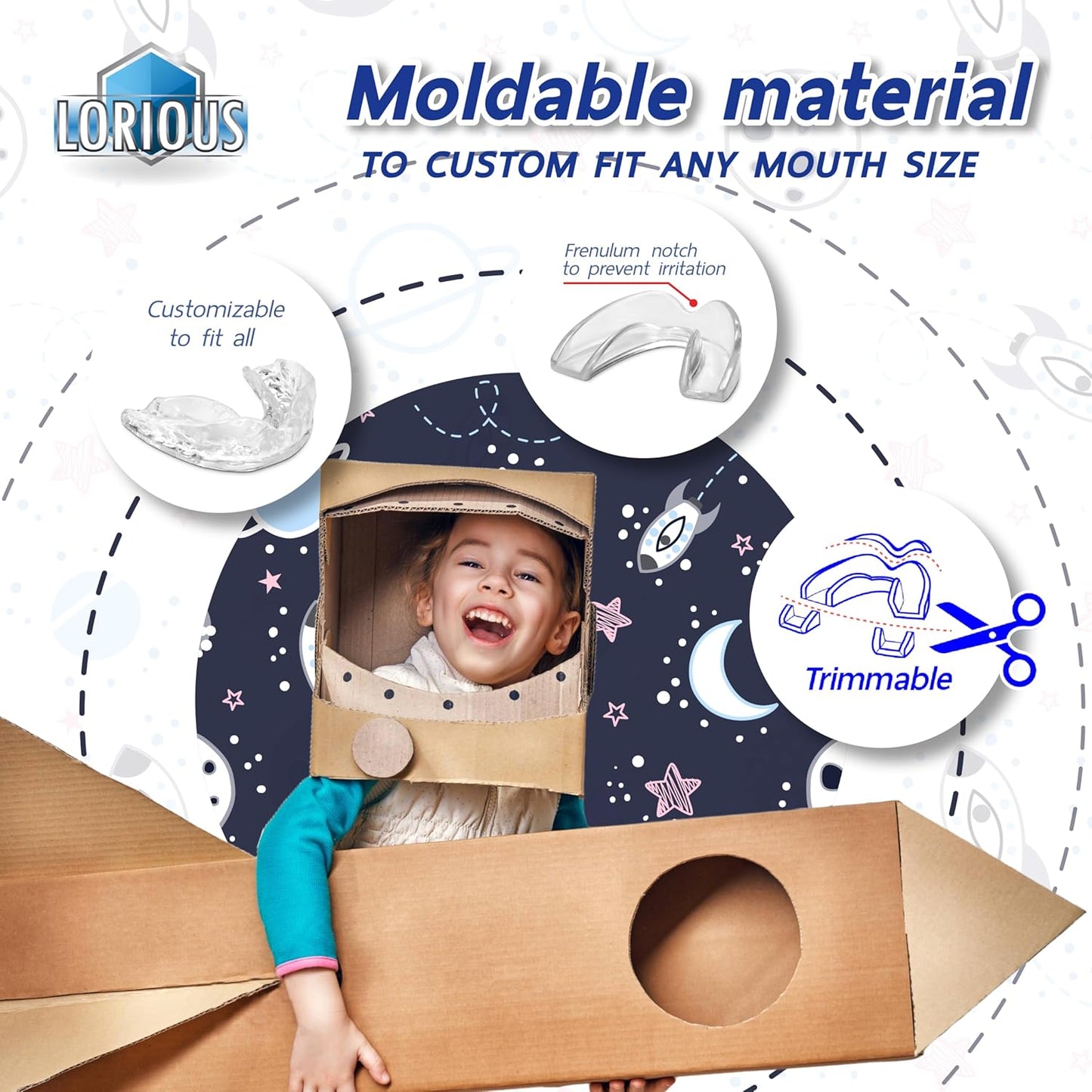 Moldable Mouthguard Custom Fit for Grinding Teeth & Clenching Night & Day Protection Pack of 6 in 2 Sizes for Kids & Small Mouths