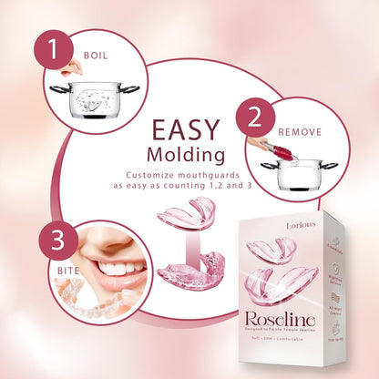 Pink Moldable Mouth Guard for Teeth Grinding and Clenching – 6-Pack Dental Guards in 2 Sizes (4 Regular + 2 Small) – Comfortable Night Guard for Women