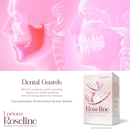 Pink Moldable Mouth Guard for Teeth Grinding and Clenching – 6-Pack Dental Guards in 2 Sizes (4 Regular + 2 Small) – Comfortable Night Guard for Women