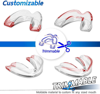 Mouthguard - One Size Fits All Premium Set of 6 BPA Free Moldable, Customizable and Trimmable Medical Grade Mouth Guard for Grinding Teeth Clenching Bruxism, Sport Athletic, Whitening Tray