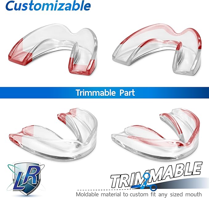 Mouthguard - 3 Different Sizes Premium Set of 6 BPA Free Moldable, Customizable, Trimmable Dental Grade Mouth Guard for Grinding Teeth Clenching Bruxism, Dental Night Guards for Teeth Grinding