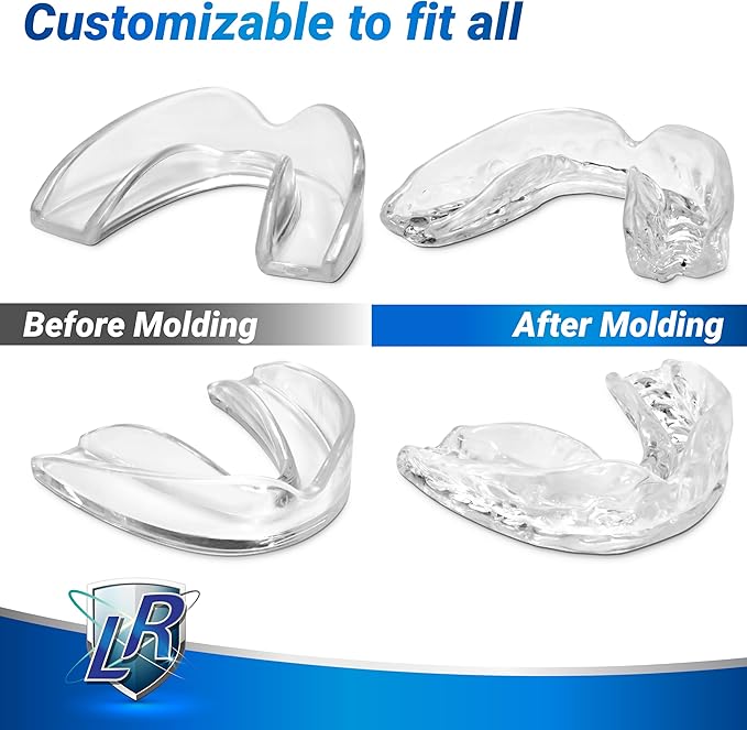 Mouthguard - 3 Different Sizes Premium Set of 6 BPA Free Moldable, Customizable, Trimmable Dental Grade Mouth Guard for Grinding Teeth Clenching Bruxism, Dental Night Guards for Teeth Grinding