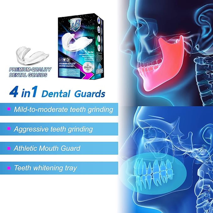 Lorious 4 in 1 Dental Guards Premium Set of 6 BPA Free Moldable