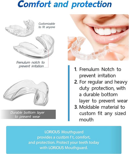 Lorious 4 in 1 Dental Guards Premium Set of 6 BPA Free Moldable